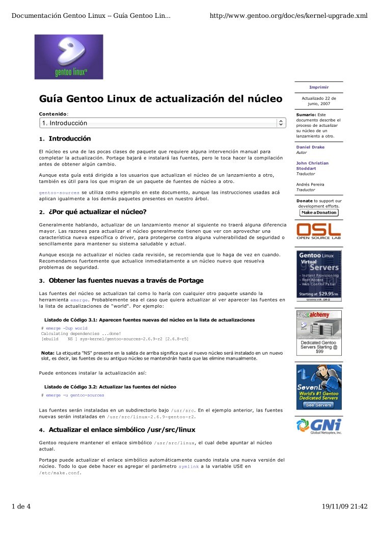 Imágen de pdf Guia Gentoo Linux de actualización del núcleo